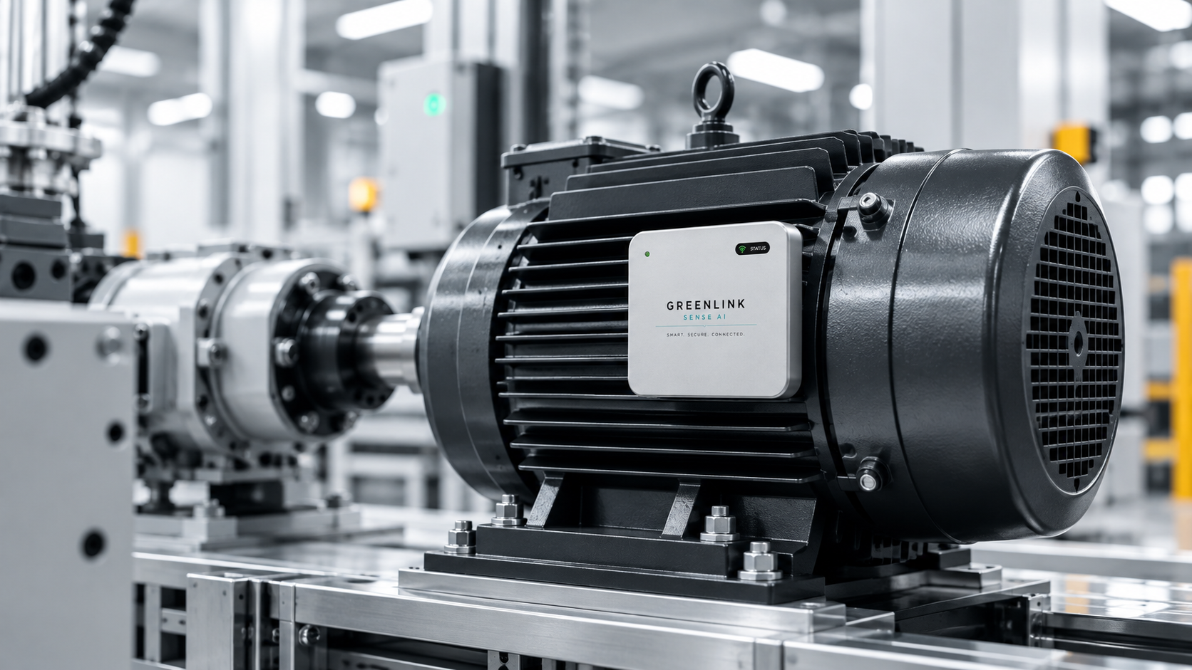 Industrial motor with Greenlink condition-monitoring sensor