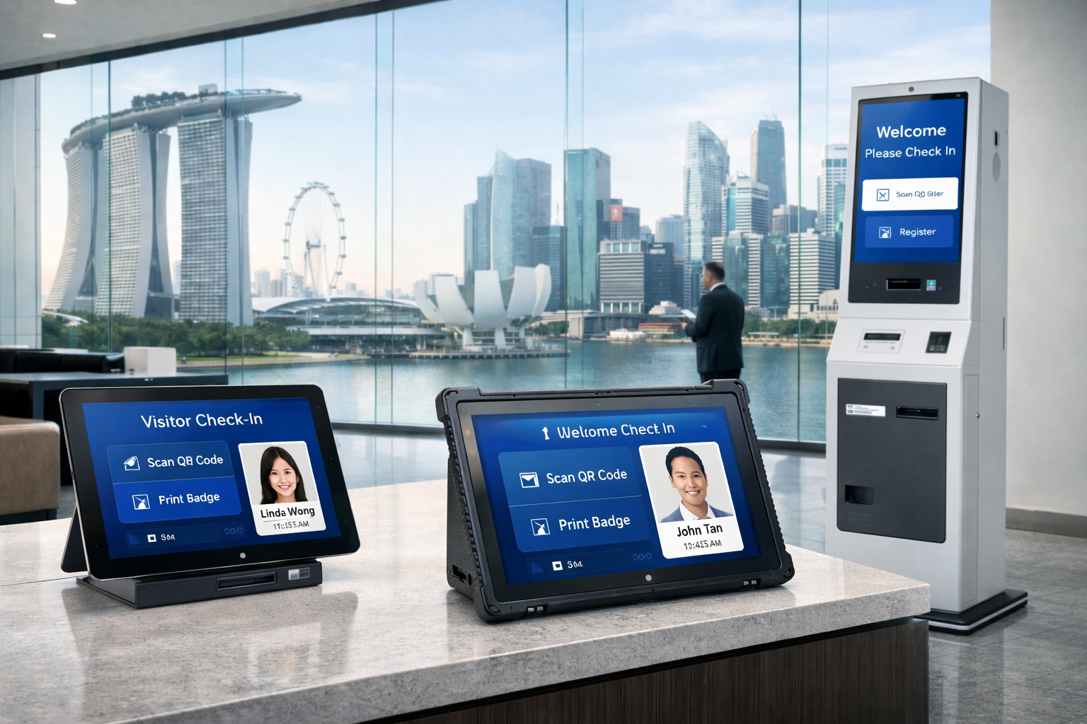 Greenbotz VMS powering smart, secure visitor check-in across Singapore workplaces.
