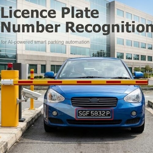 Greenbotz AI ANPR Smart Parking System reading Singapore license plate SGF 5832 P at condo barrier